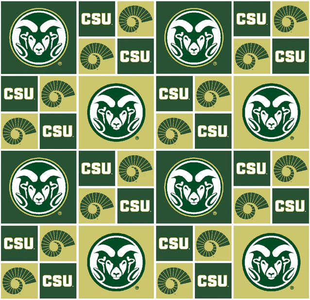 Colorado State Rams NCAA College Block Sykel Enterprises Cottton Fabric CSU-020