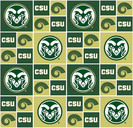 Colorado State Rams NCAA College Block Sykel Enterprises Cottton Fabric CSU-020
