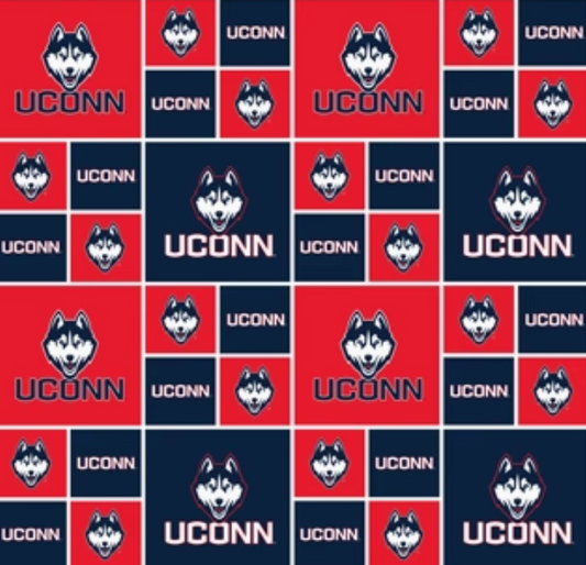 Connecticut Huskies NCAA College Block Sykel Enterprises Cotton Fabric UCON-020