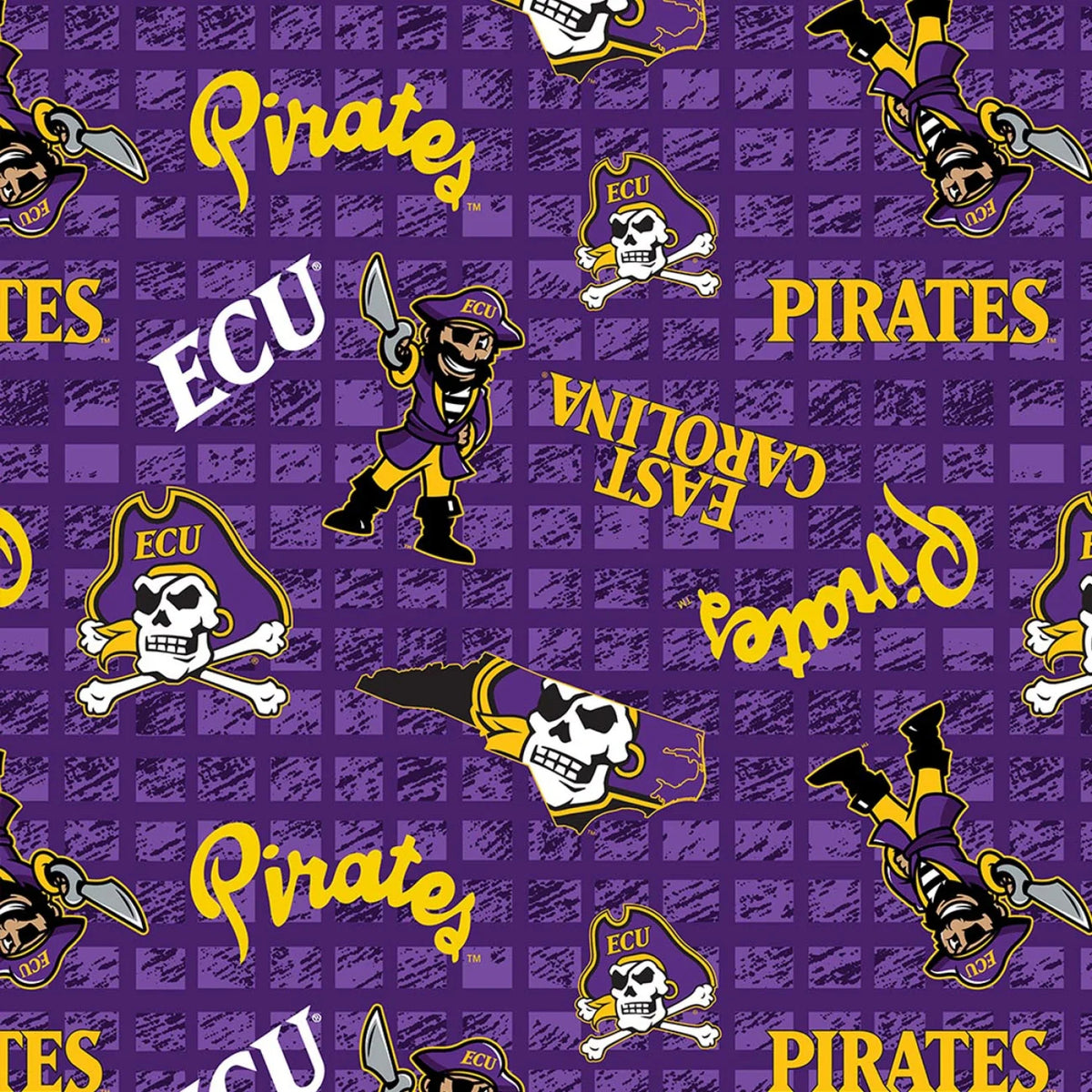 Ease Carolina Pirates JERSEY KNIT NCAA College Sykel Enterprises 92% Polyester 8% Spandex Fabric ECU-1401