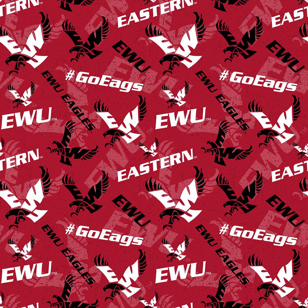 Eastern Washington Eagles NCAA College Tone on Tone Sykel Cotton Fabric EWU-1178