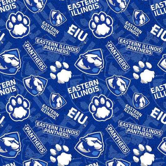 Eastern Illinois Panthers NCAA College Tone on Tone Sykel Enterprises Cotton Fabric EILL-1178