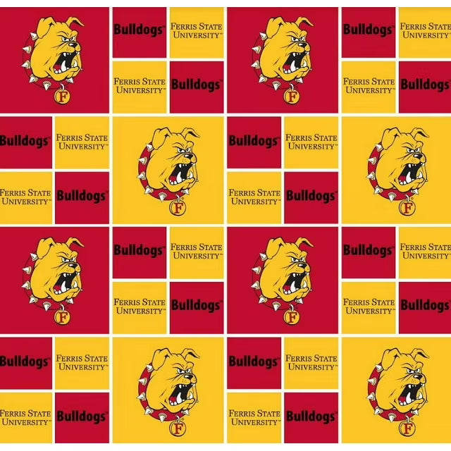 Ferris State Bulldogs NCAA College Box Sykel Cotton Fabric FER-020