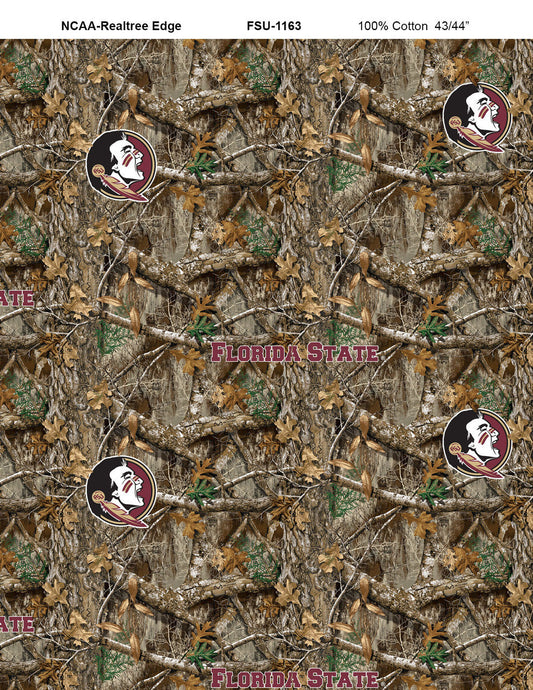 Florida State Seminoles NCAA College Realtree Camo Sykel Enterprises Cotton Fabric FSU-1163