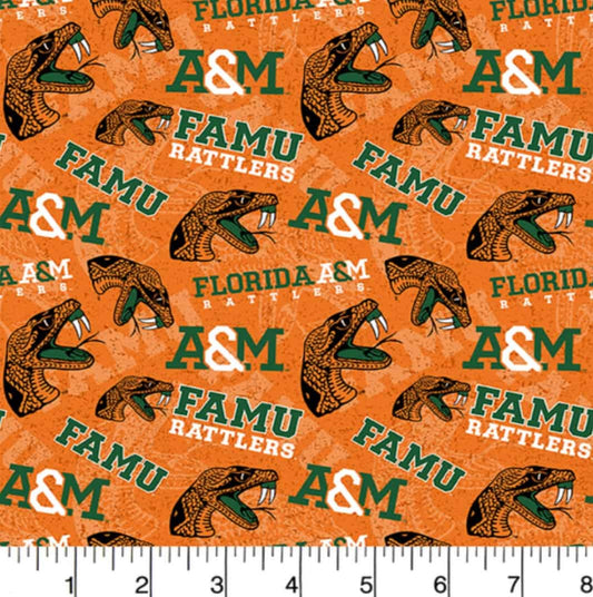(SOLD PER BOLT) Florida A&M Rattlers NCAA College Tone on Tone Sykel Enterprises Cotton Fabric FAM-1178-FB