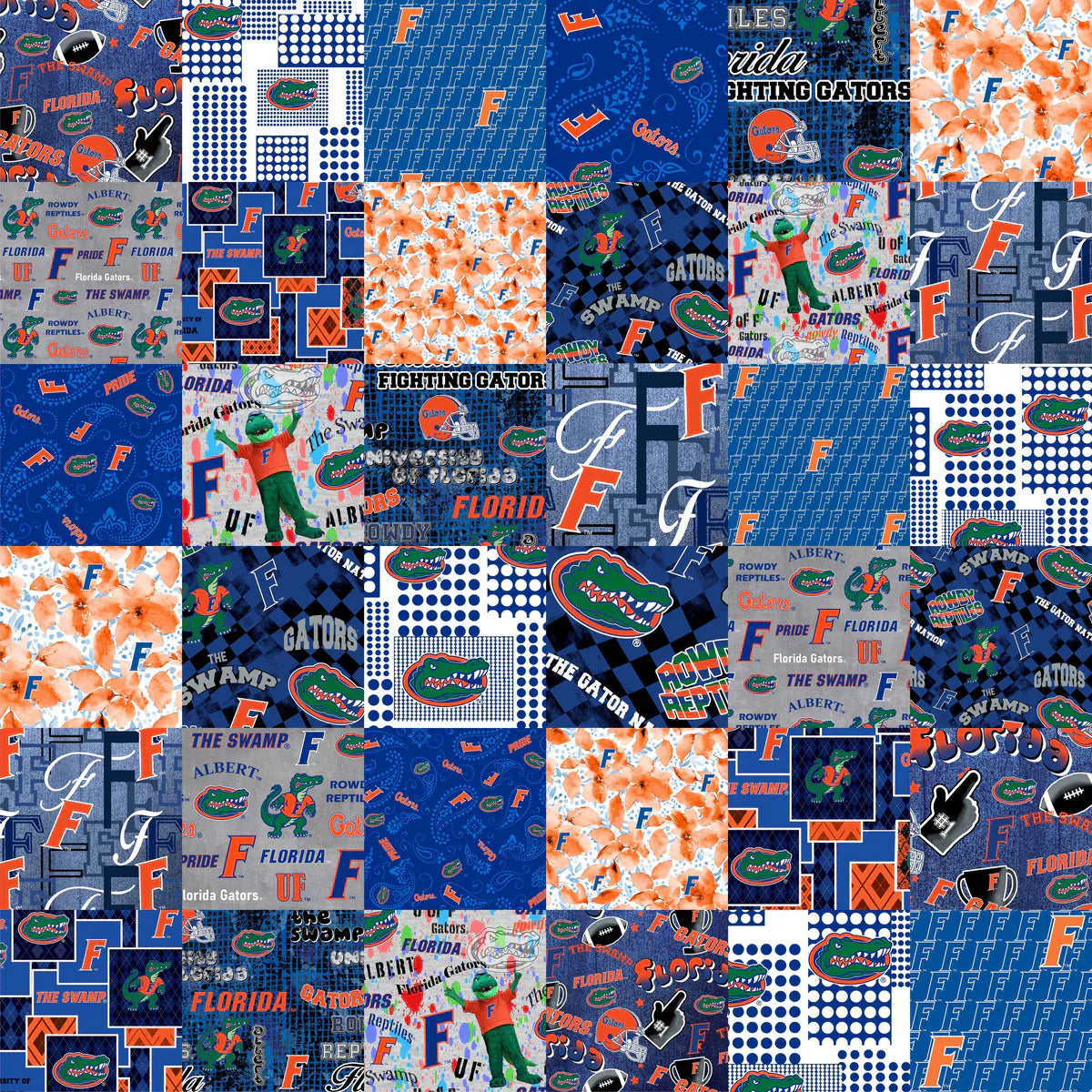 Florida Gators NCAA College Cheater Quilt Allover 60" Sykel Cotton Fabric FL-1363