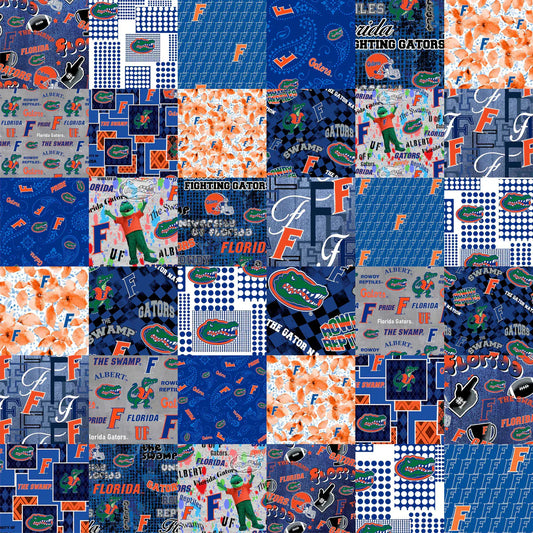 Florida Gators NCAA College Cheater Quilt Allover 60" Sykel Cotton Fabric FL-1363