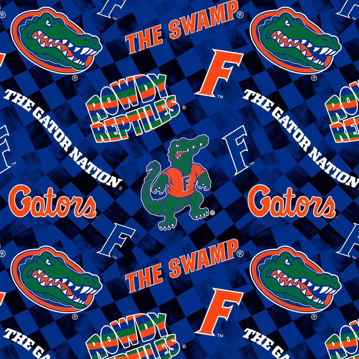 Florida Gators NCAA College Check Allover Sykel Cotton Fabric FL-1370