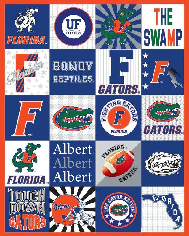 Florida Gators NCAA College Collegiate T-Shirt Panel 60"x60" Sykel Enterprises Polyester Minky Fabric FL-1362