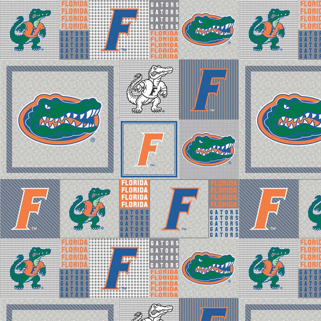 Florida Gators NCAA College Grey Box Sykel Enterprises Polyester Fleece Fabric FL-158