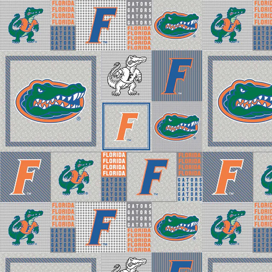 Florida Gators NCAA College Grey Box Sykel Enterprises Polyester Fleece Fabric FL-158