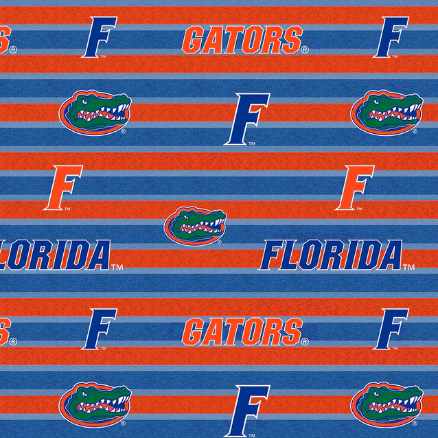 Florida Gators NCAA College Polo Stripe Sykel Enterprises Polyester Fleece Fabric FL-1151