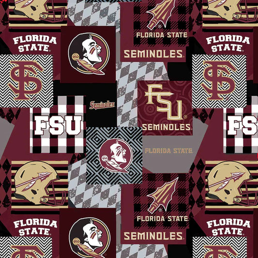 Florida State Seminoles NCAA College Collegiate Minky Geo Sykel Enterprises Polyester Fabric FSU-1367