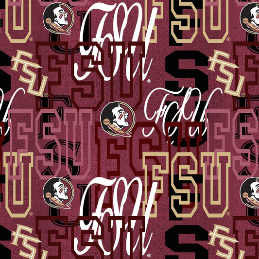 Florida State Seminoles NCAA College Letters Sykel Cotton Fabric FSU-1372