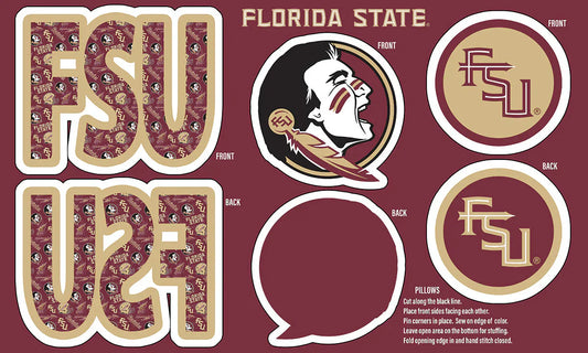 Florida State Seminoles NCAA Collegiate Pillow Project 36 x 60 inches Sykel Polyester Minky FSU-1359 Fabric