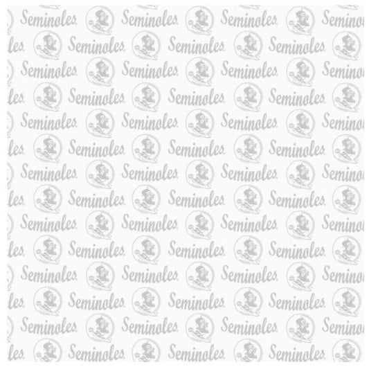 Florida State Seminoles NCAA College White on White Mini Pigment Print Sykel Enterprises Cotton Fabric FSU-1393-W