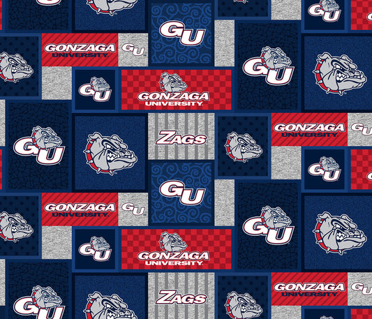Gonzaga Bulldogs NCAA College Patch Sykel Enterprises Polyester Fleece Fabric GONZ-1177