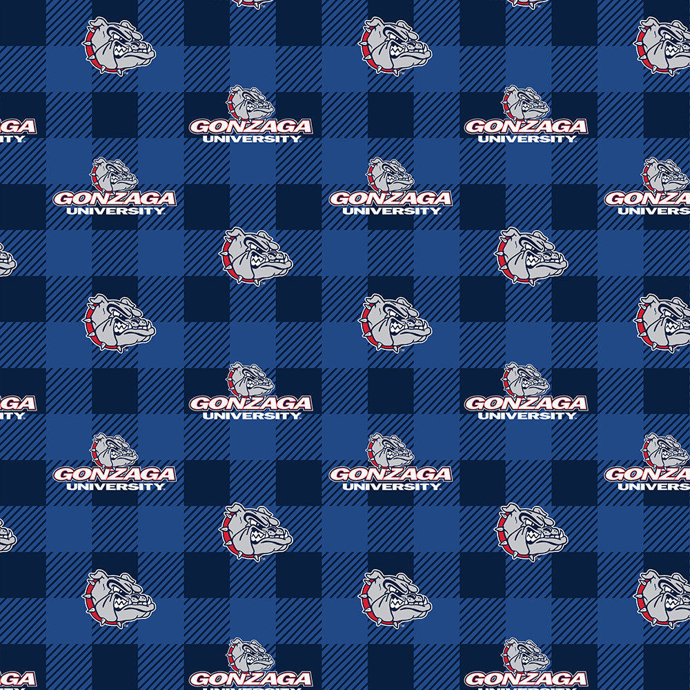 Gonzaga Bulldogs NCAA College Buffalo Plaid Sykel Enterprises Polyester Fleece Fabric GONZ-1190