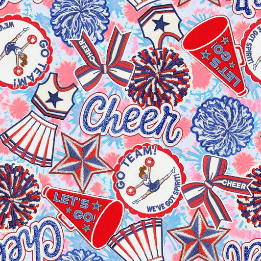 Game On Cheer Patches Multi Sykel Enterprises Cotton Fabric SYK-10557-CHEER