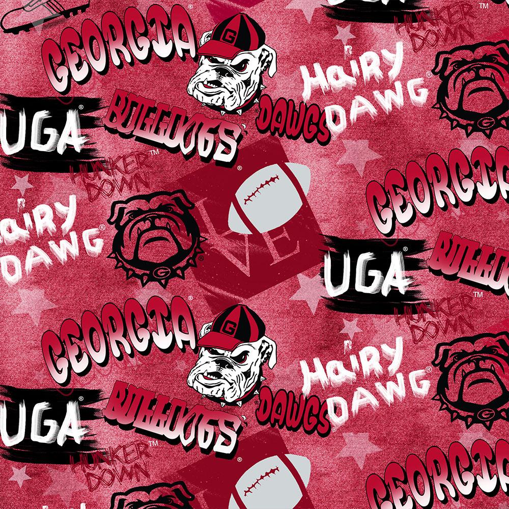 Georgia Bulldog NCAA College Graffiti Sykel Cotton Fabric GA-1235