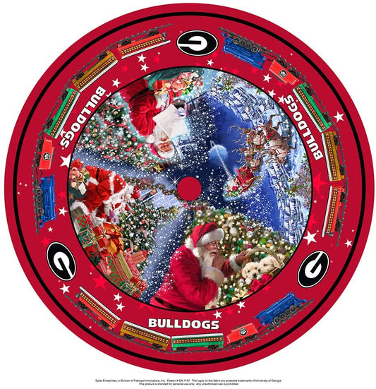 Georgia Bulldogs College Felt Christmas Tree Skirt 46" x 46" round Sykel GA-1147