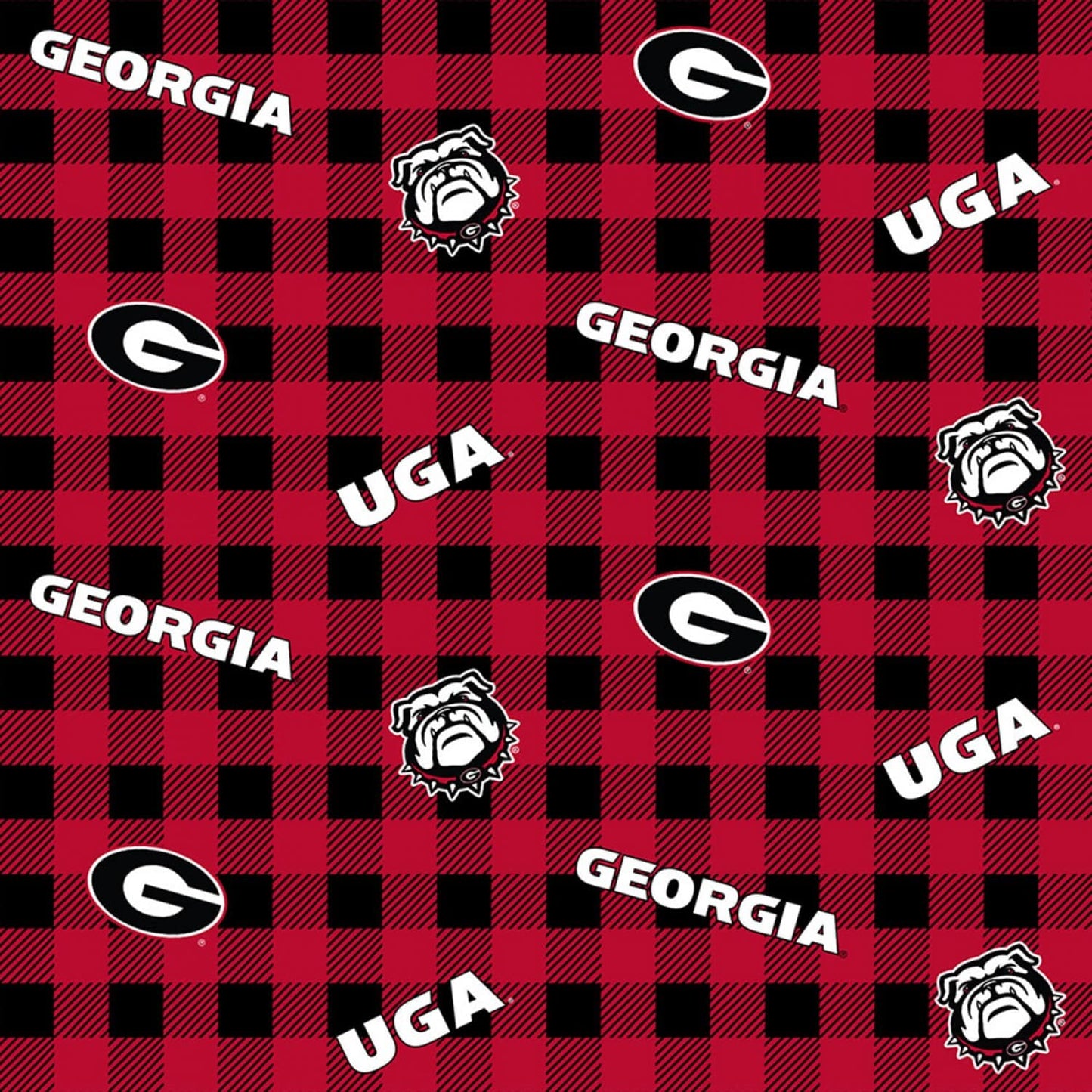 Georgia Bulldogs NCAA College Buffalo Plaid Sykel Cotton Fabric GA-1207