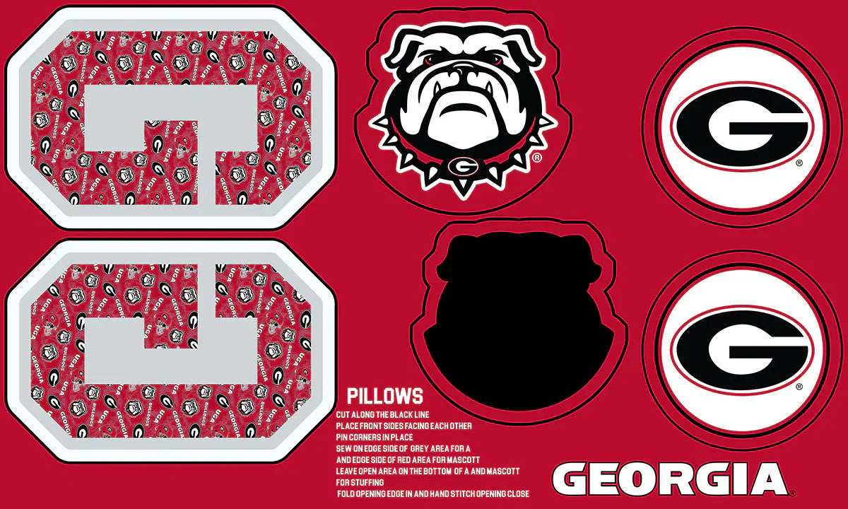 Georgia Bulldogs NCAA Collegiate Pillow Project 36 x 60 inches Sykel Polyester Minky Fabric GA-1359