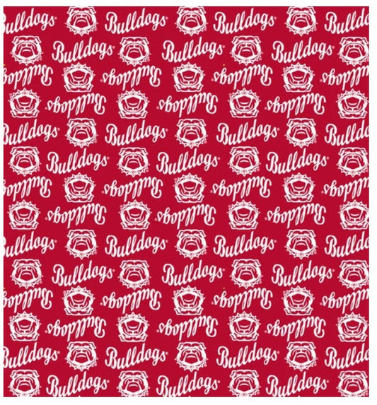 Georgia Bulldogs NCAA College Mini Packed Logo Sykel Enterprises Cotton Fabric GA-1390