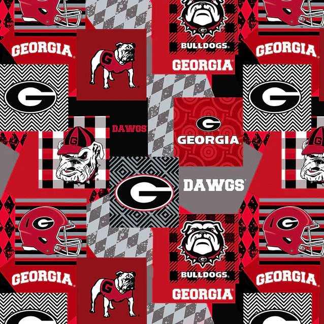 Georgia Bulldogs NCAA College Collegiate Minky Geo Sykel Enterprises Polyester Fabric GA-1367