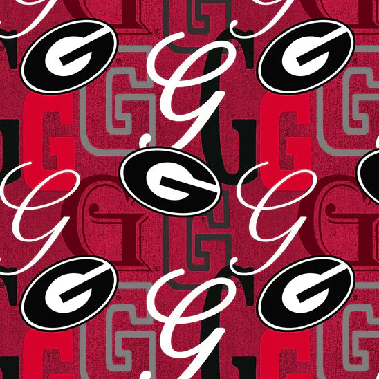 Georgia Bulldogs NCAA College Letters Sykel Cotton Fabric GA-1372