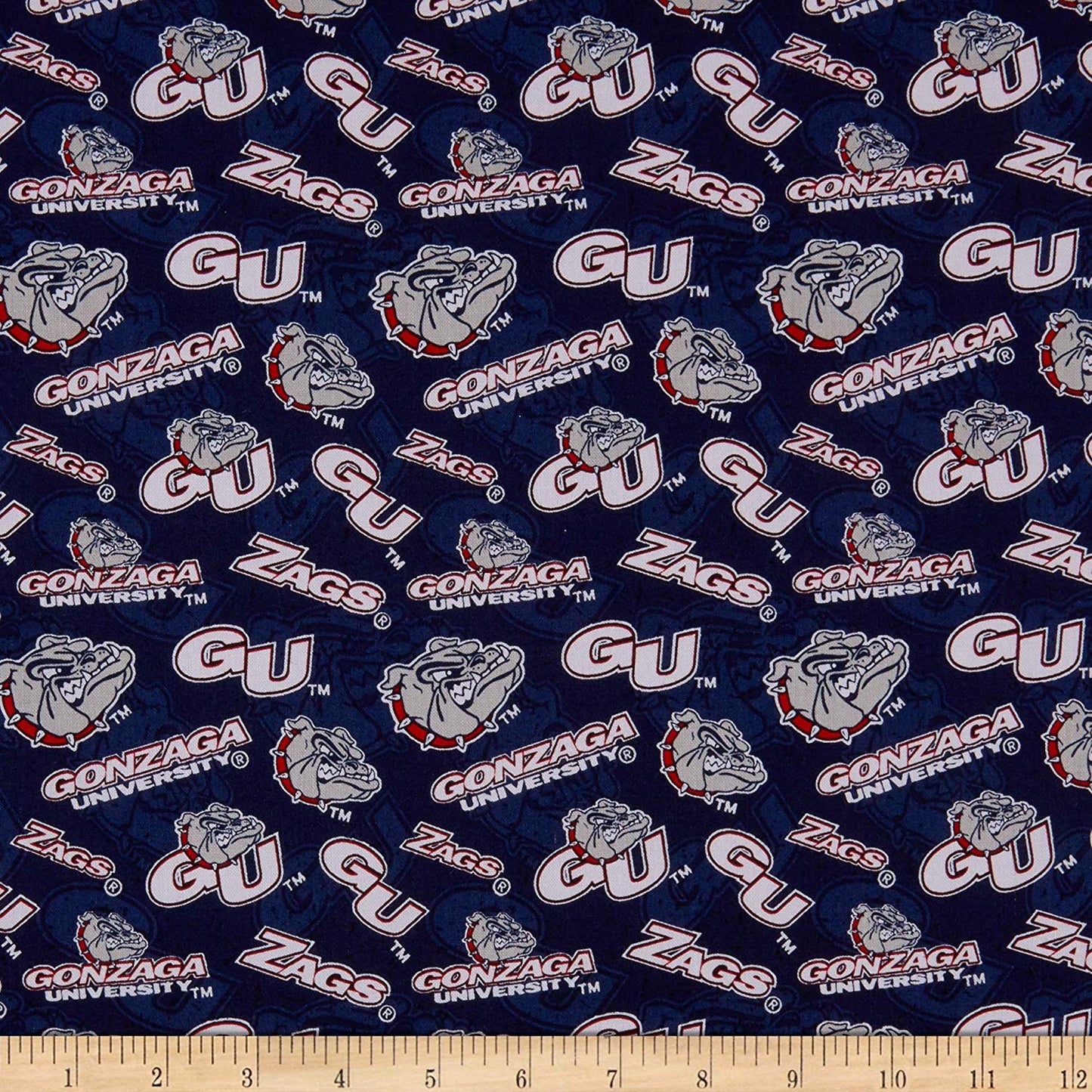 Gonzaga Bulldogs NCAA College Tone on Tone Cotton Sykel Fabric GONZ-1178