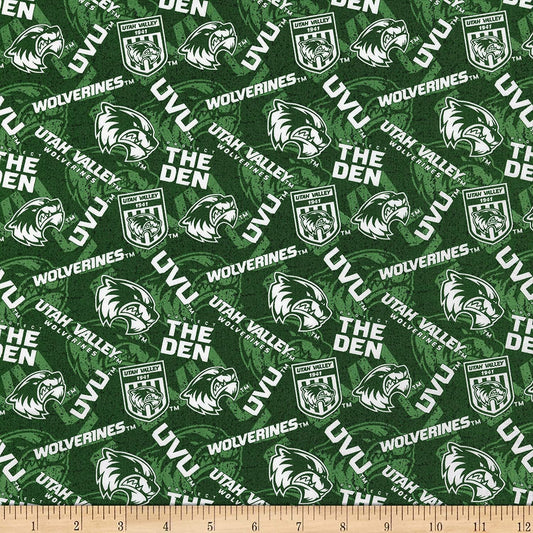 Utah Valley Wolverines NCAA College Tone Tone Sykel Cotton Fabric UVS-1178