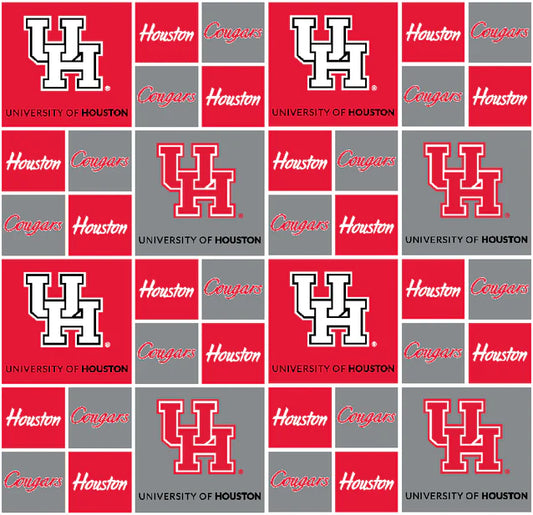 Houston Cougars NCAA College Block Sykel Enterprises Cotton Fabric HOU-020