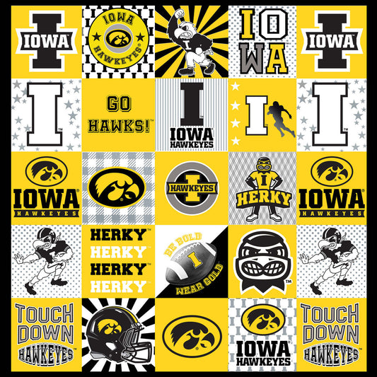 University of Iowa Hawkeyes T-Shirt Panel-60"x 60"-Minky