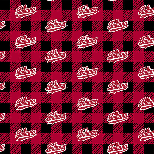 Indiana Hoosiers NCAA College Buffalo Plaid Sykel Enterprises Polyester Fleece Fabric IND-1190
