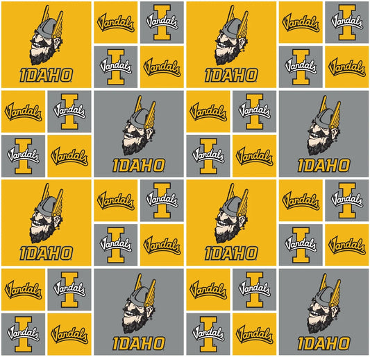 Idaho Vandals NCAA College Box Design Cotton Fabric ID-020