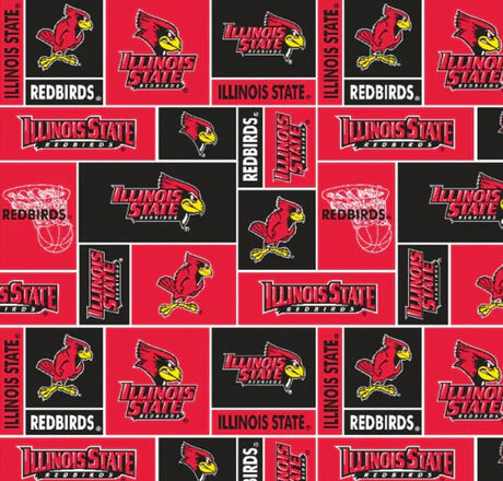 Illinois State Redbirds NCAA College Block Sykel 58" FLEECE Fabric ILLST-012