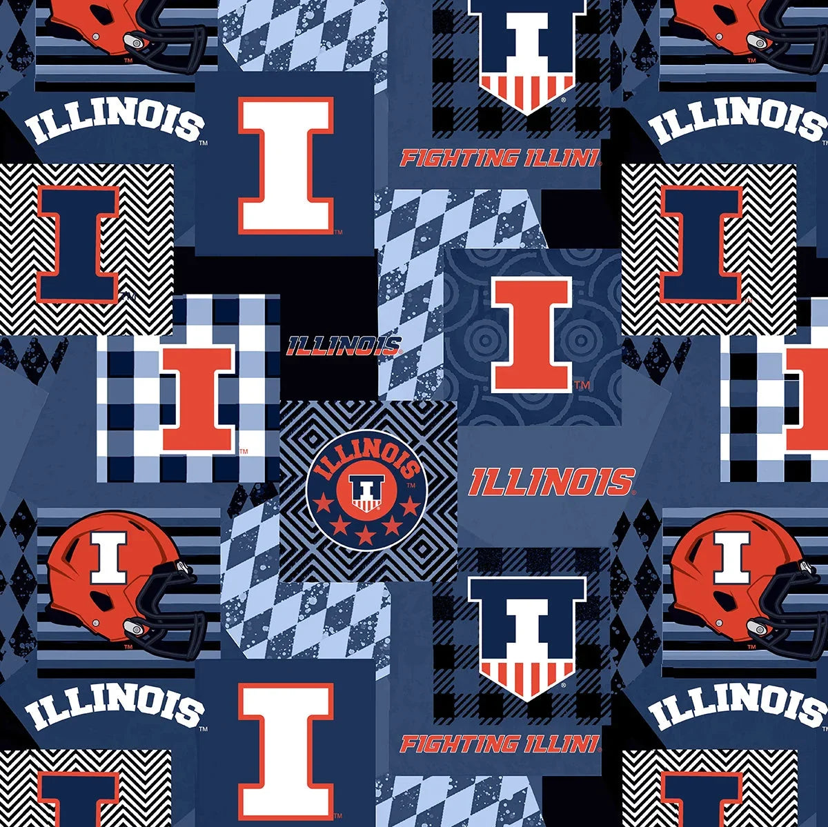 Illinois Fighting Illini NCAA College Collegiate MINKY Geo Sykel Enterprises Polyester MINKY Fabric ILL-1367