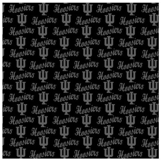 Indiana Hoosiers NCAA College Black on Black Mini Pigment Print Sykel Enterprises Cotton Fabric IND-1393-BL