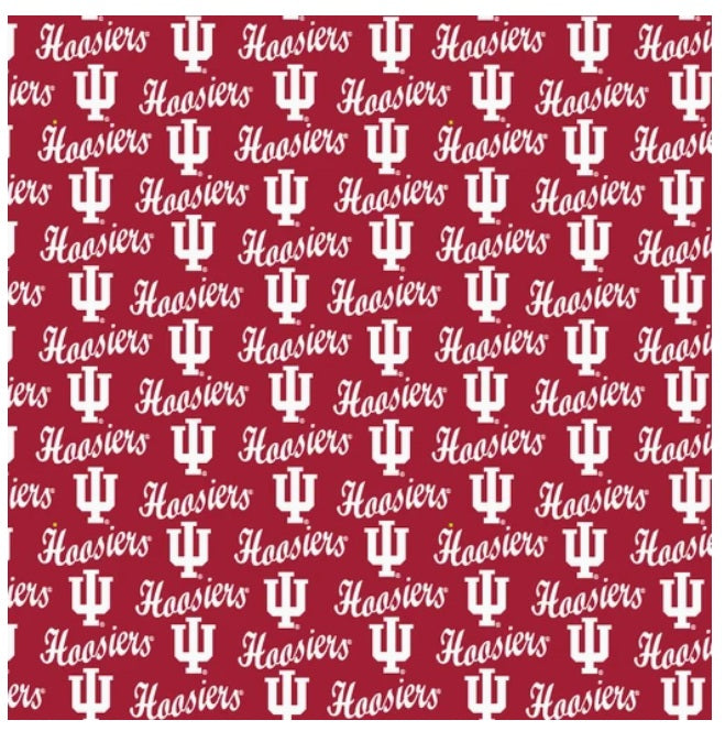 Indiana Hoosiers NCAA College Mini Packed Logo Print Sykel Enterprises Cotton Fabric IND-1390
