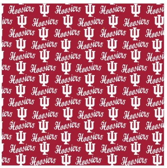 Indiana Hoosiers NCAA College Mini Packed Logo Print Sykel Enterprises Cotton Fabric IND-1390