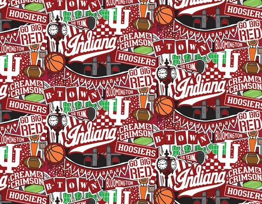 Indiana Hoosiers NCAA College Doodle Designed by Sammy Sykel Enterprises Cotton Fabric IND-2001