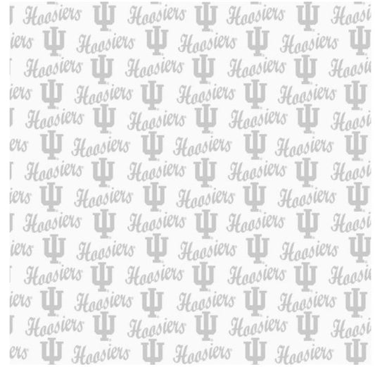 Indiana Hoosiers NCAA College White on White Mini Pigment Print Sykel Enterprises Cotton Fabric IND-1393-W