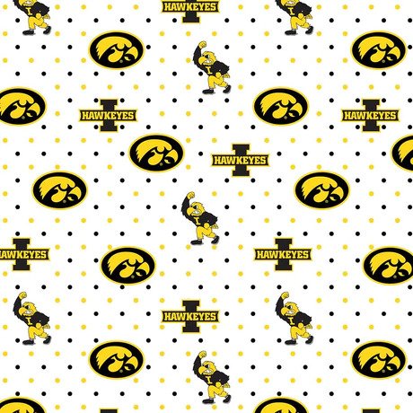 Iowa Hawkeyes NCAA College Pin Dot Sykel Cotton Fabric IA-1323