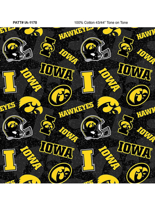 Iowa Hawkeyes NCAA College Tone Tone Sykel Cotton Fabric IA-1178