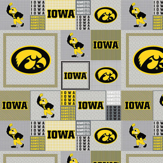 Iowa Hawkeyes NCAA College Block Sykel  58" FLEECE Fabric IA-158
