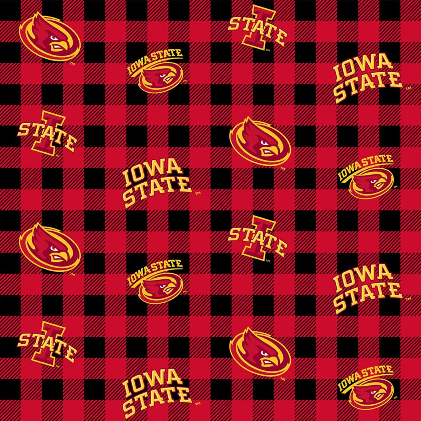 Iowa State Cyclones NCAA College Buffalo Plaid Sykel Cotton Fabric ISU-1207