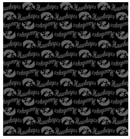 Iowa Hawkeyes NCAA College Back on Black Mini Pigment Print Sykel Enterprises Cotton Fabric IA-1393-BL