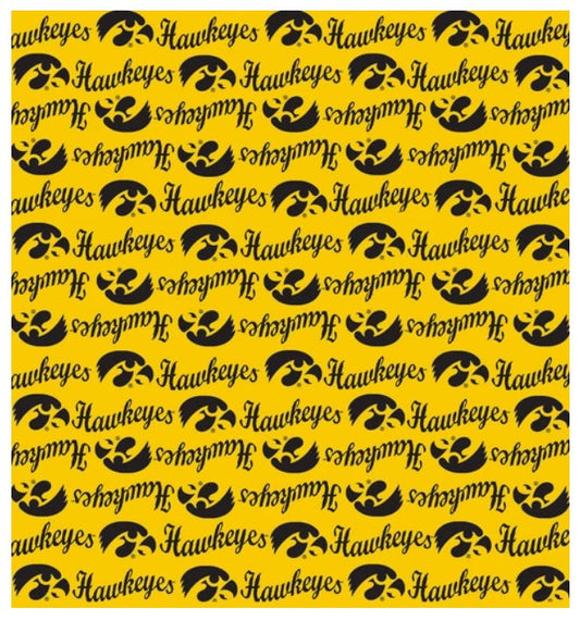 Iowa Hawkeyes NCAA College Mini Packed Logo Sykel Enterprises Cotton Fabric IA-1390