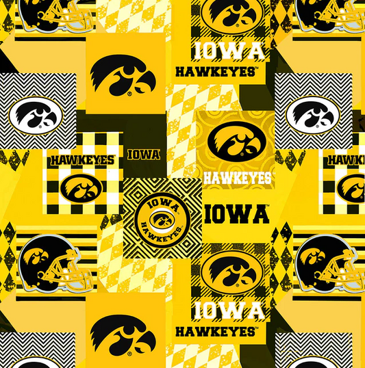Iowa Hawkeyes NCAA College Collegiate Minky Geo Sykel Enterprises Polyester Minky Fabric IA-1367